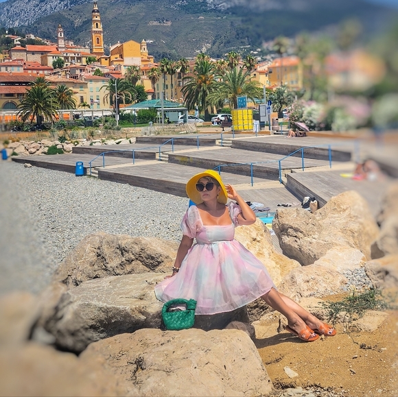 Babydoll Rainbow Tie Dye Puff Sleeve Mini Dress - Picture 13 of 14